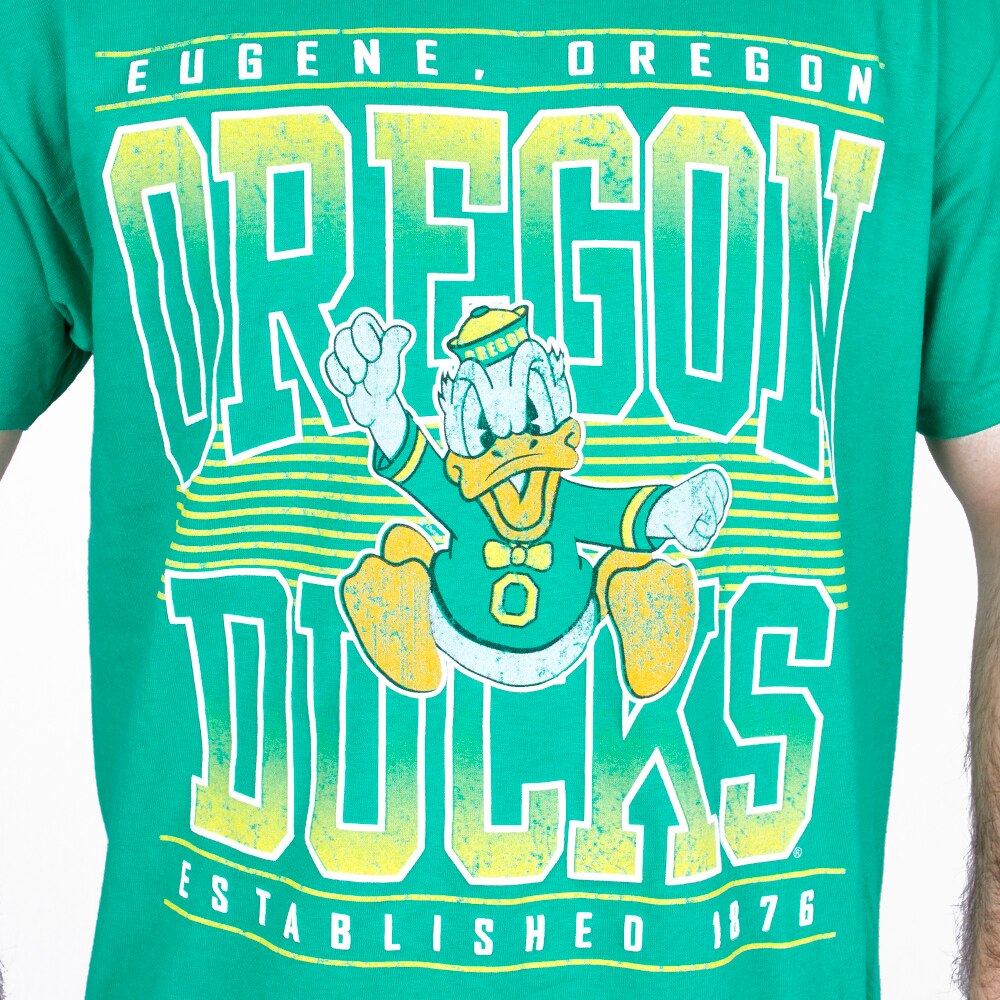 Charging Duck, Blue 84, Green, Crew Neck, Cotton, Men, Unisex, Mill Dyed, 90's style, Oregon Ducks design, T-Shirt, 904271